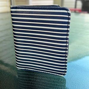 Blue and white striped mini wallet
